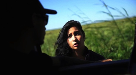 Latina girl gets blindfolded and tied up in the woods after hitching a ride 89949590