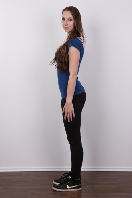 First timer with long hair stands with her clothes on and then bare naked 43333463