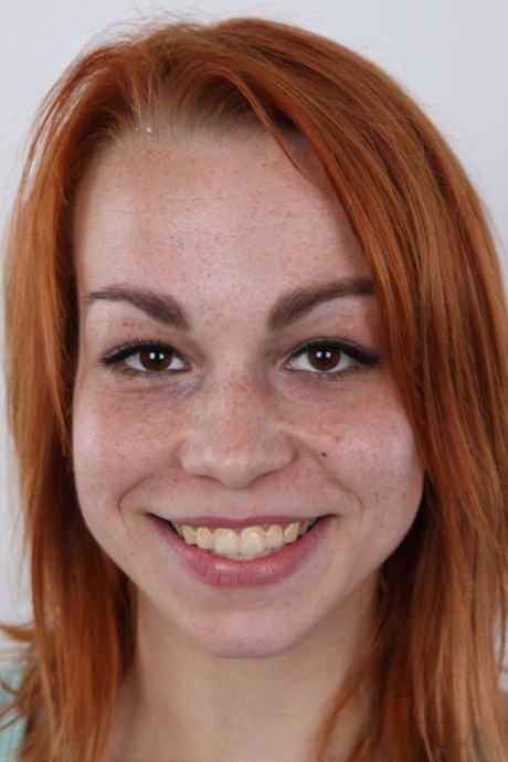 Redheaded girl with freckles Tereza strips down to her birthday suit 99664901