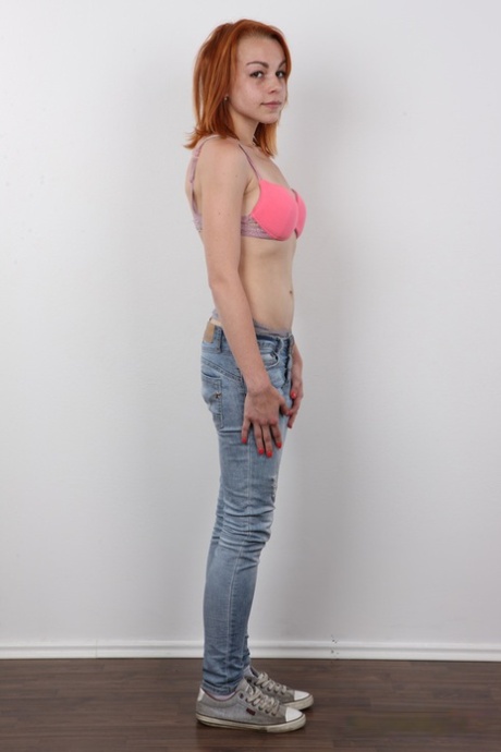 Redheaded girl with freckles Tereza strips down to her birthday suit 99664901