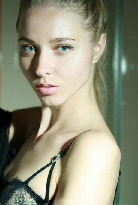 Beautiful young girl Sheana removes black lingerie before taking a shower 53208361