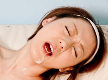 Japanese girl Rina Yuuki takes cumshots on her face after a gangbang 57464540