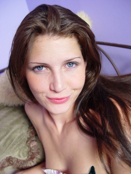Hot brunette Jenni Lee displays small tits & closeup pink to give POV blowjob 28941290