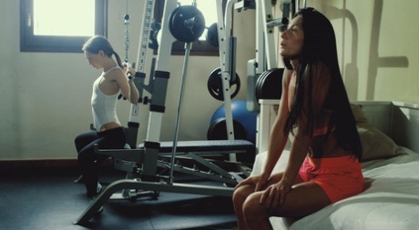 Fit girls Lexi Dona and Nataly Von have lesbian sex after working out 34500899