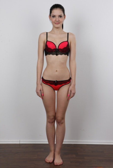 Cute teen Aneta peels her jeans to pose naked for a casting shoot 94245036