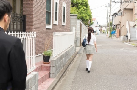 Japanese schoolgirl takes off her uniform and has sex with her stepfather 78583804