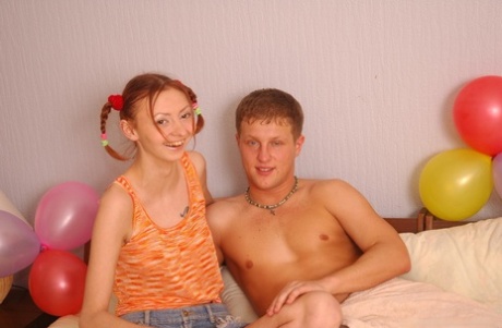 Young looking redhead Leila sports braided pigtails during pussy to mouth sex 30493726