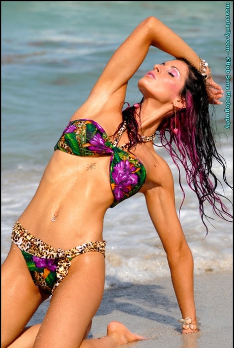 Hot fitness model Jennifer Lambert Foster poses in a bikini at the beach 62611121