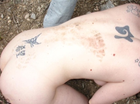 Dark haired girl is forced to crawl on the ground by her lesbian lover 18500739