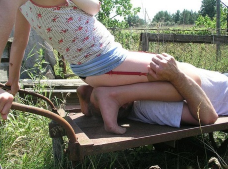 Caucasian women with big boobs tit smothers and face sits upon an older man 85138147