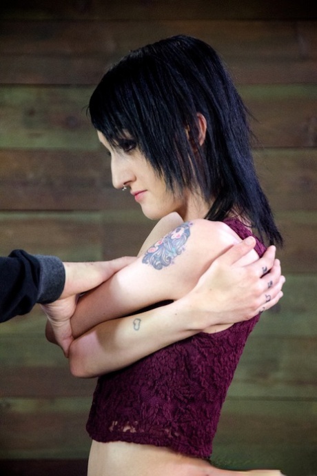 Tiny pain slut Cadence Cross has her ass turned red during extreme bondage 81525217