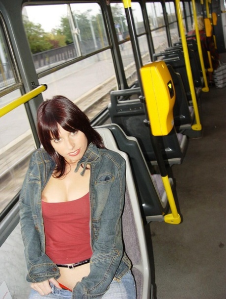 Amateur girl Vivian exposes her tits and thong on public transportation 90022737