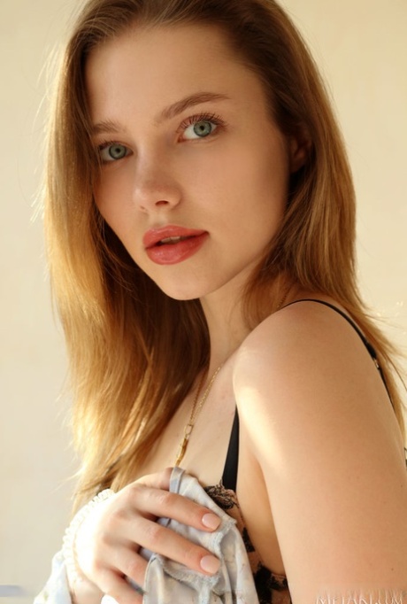 Beautiful teen Scarlet removes a long see-through dress to model in the nude 65194217