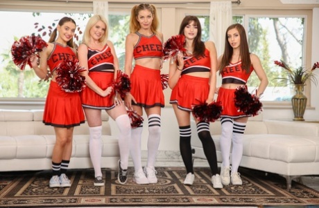 Caucasian cheerleaders participate in a round of group sex activities 54717764