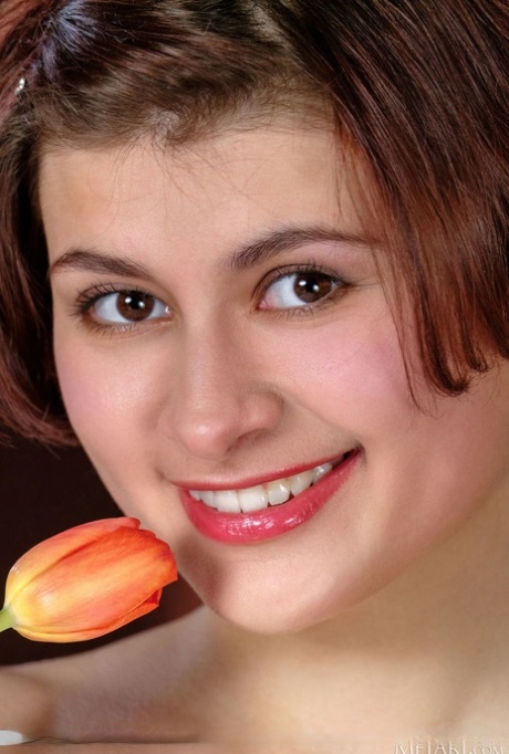 Young girl with short hair and a great body Euhenia goes bare naked on a bed 90597869