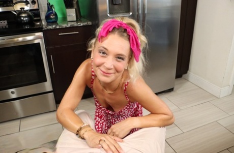 Cute blonde Aly Wild flashes her titties before giving a POV handjob 61354047