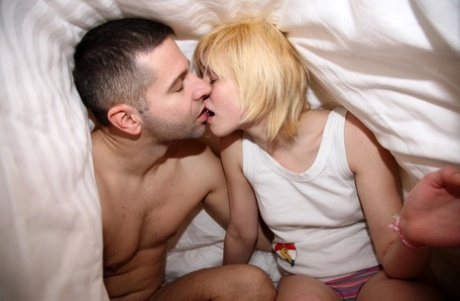 Young looking blonde wears pink socks during sex with her boyfriend 49518797