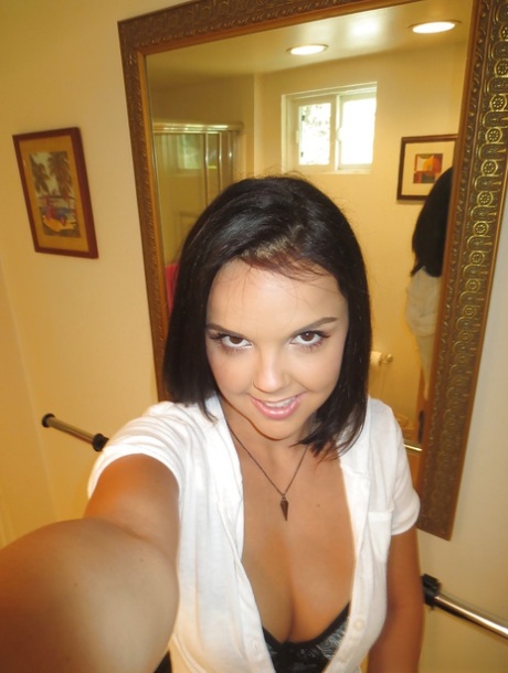 Brunette girlfriend Dillion Harper is doing self shots while undressing 73748843