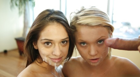 Hot young babes Sara Luv and Dakota Skye in a hardcore 3some 82483857