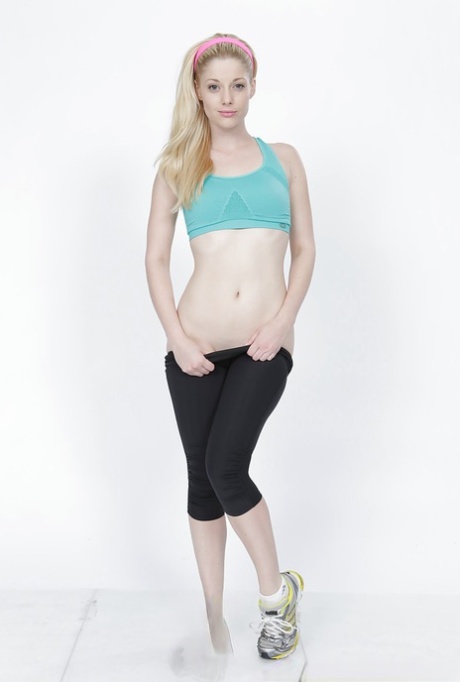 Leggy chick Charlotte Stokely peeling off yoga pants to pose naked 36683752
