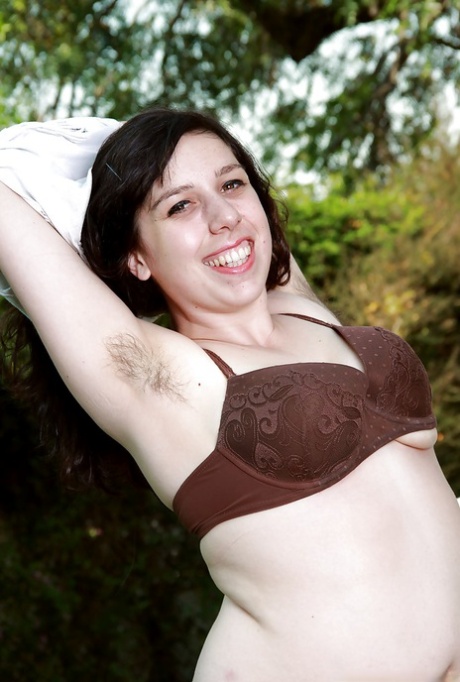 Fatty babe uncovering her unshaven armpits and shaggy cunt outdoor 51223821